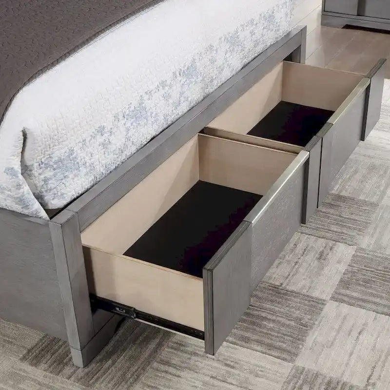 Furniture of America Tona Contemporary Grey Wood Storage Platform Bed with LED Lights