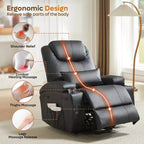 Bestier 34.6 Electric Power Lift Asist Recliner Chair with Massage and Heat, Fax Leather Reclining Chair with Side Pockets & Cup Holders