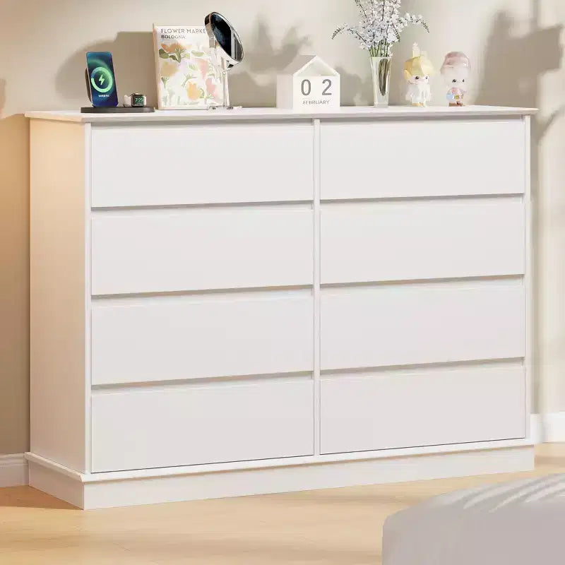 Modern Dresser for Bedroom with 8 Drawers, Wooden Storage Organizer Unit for Closet, Wide Chest of Drawers