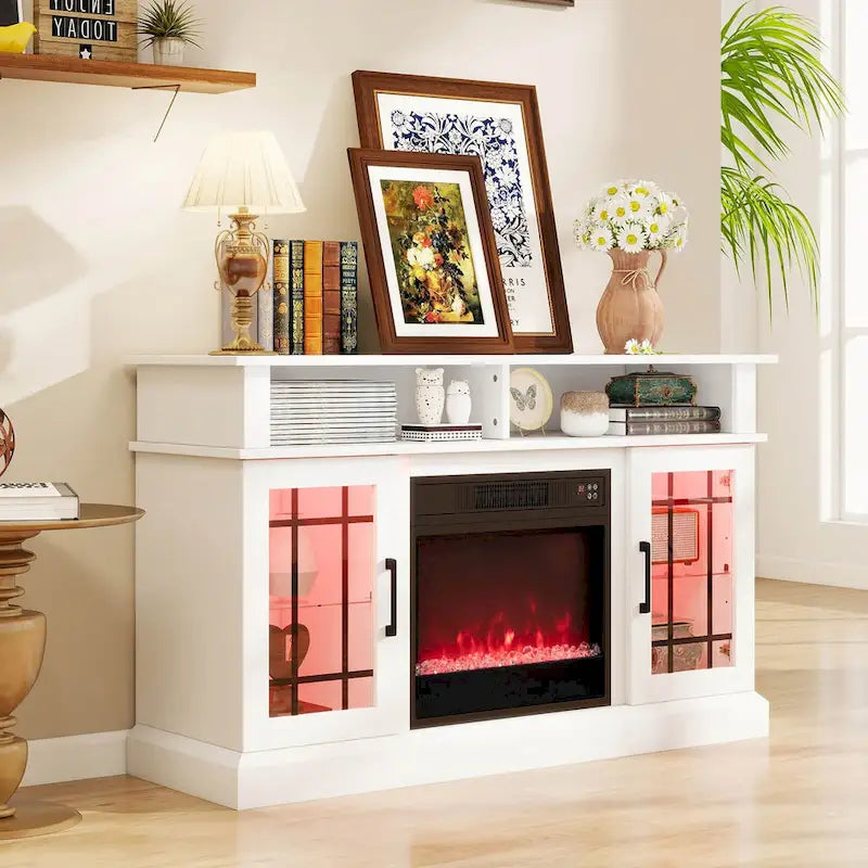 Costway TV Stand with Electric Fireplace LED Lights Remote Controls - See Details