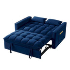 4-in-1 Pull-Out Sleeper Sofa Bed - Loveseat in Velvet -Convertible Couch Bed with Reclining Backrest,2 Side Pockets