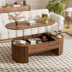 47.2 Lift Top Coffee Table, Oval Wooden Center Table with Hidden Storage, Modern Cocktail Table for Living Room Bedroom Office