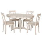42-54 Farmhouse Round Extendable Dining Table for 4
