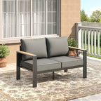 Aluminum Patio Furniture Set, Outdoor Sectional Sofa with 5 Thick Cushions, 4 Armrests & Coffee Table for Garden, Deck, Backyard