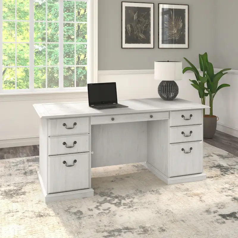 Bush Furniture Saratoga Executive Desk with Drawers and Storage