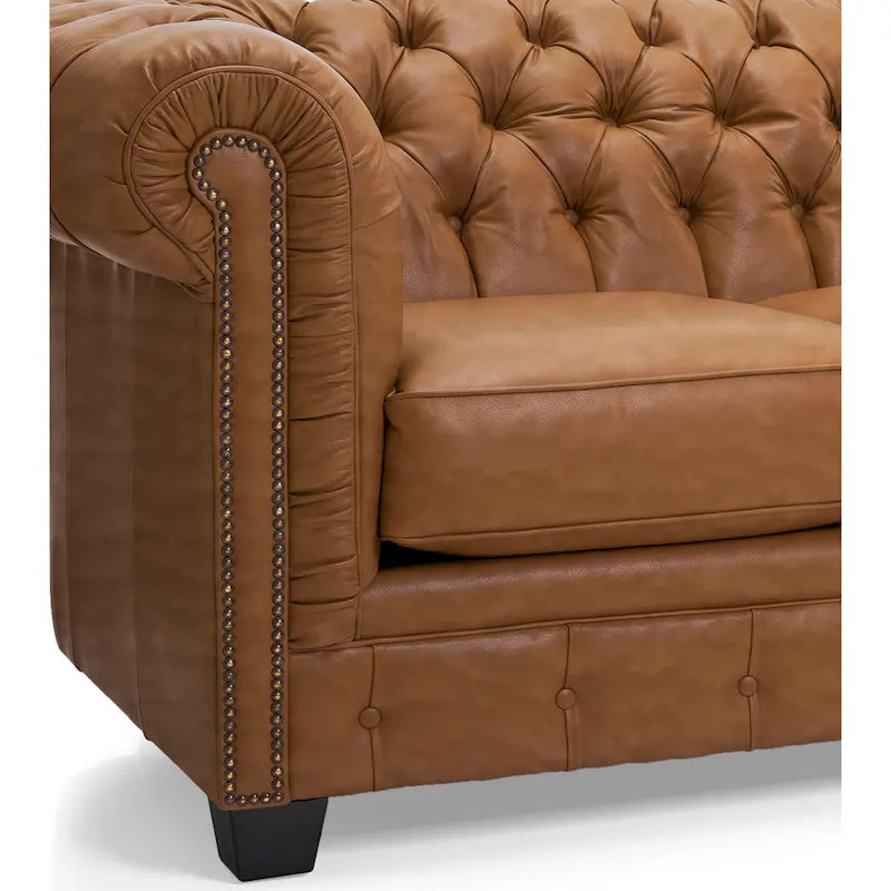 Hancock Tufted Top Grain Italian Leather Chesterfield Sofa - 31 H x 86 W x 40 D