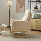 Modern 29.5 High Back Upholstered Rocking Chair with Solid Wood Legs and Adjustable Footrest