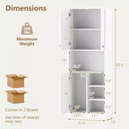 Costway Kitchen Pantry Storage Cabinet 65.5 Tall Modern Hutch Cabinet with Microwave Stand Brown/White