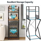 Mini Fridge Stand with Storage Shelf, Free-Standing Wooden Coffee Bar Cabinet with Power Outlet, Utility Microwave Stand, Coffee Bar Organizer