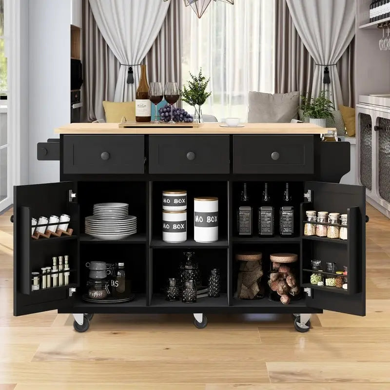 Portable Rolling Kitchen Island Cart with Storage