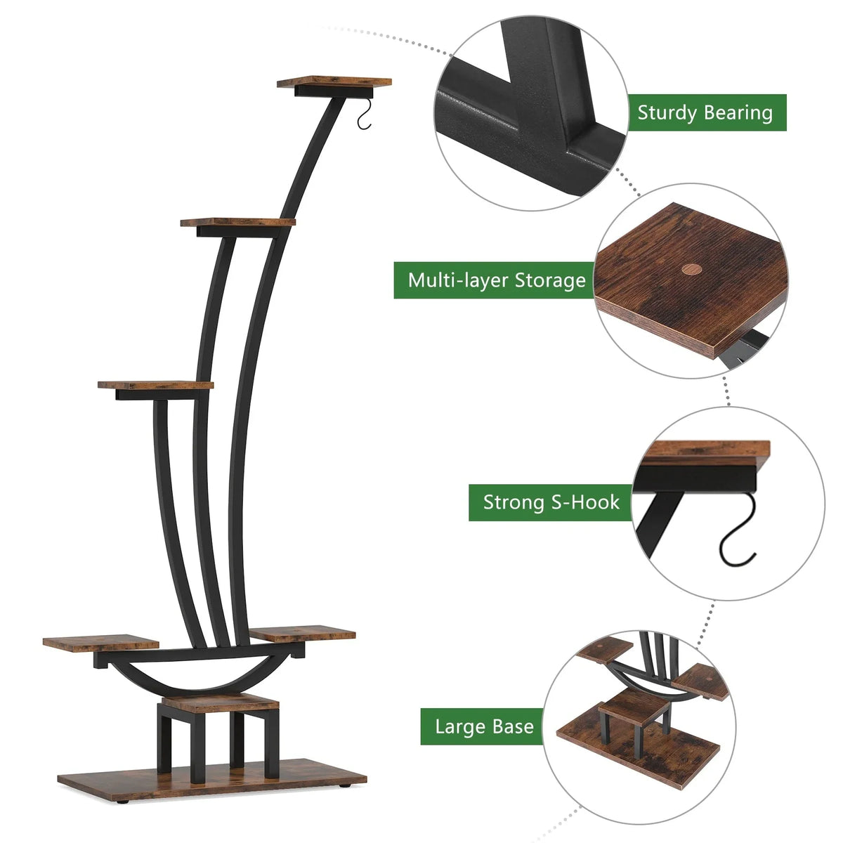 Indoor Plant Stand, 6-Tier Flower Rack for Home Garden- Set of 2