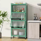 Costway 5-Tier Kitchen Bakers Rack Storage Cabinet Mobile Microwave Stand Flip-up Doors White/Black/Grey/Green