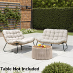 Double Papasan Chair Loveseat with Cushion, All-weather PE Rattan and Metal Frame for Indoor Outdoor