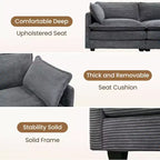 Modern 113.4D*79.13W Oversized Corduroy Modular 5-Seat Sectional Sofa Set with Ottoman U Shaped Sofa Couch with Corner Sofa,HYLEORY
