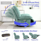 XINMICS Swivel Power Recliner Chair, Massage Rocker Recliners with Heated ,USB, USB-C and Side Pocket
