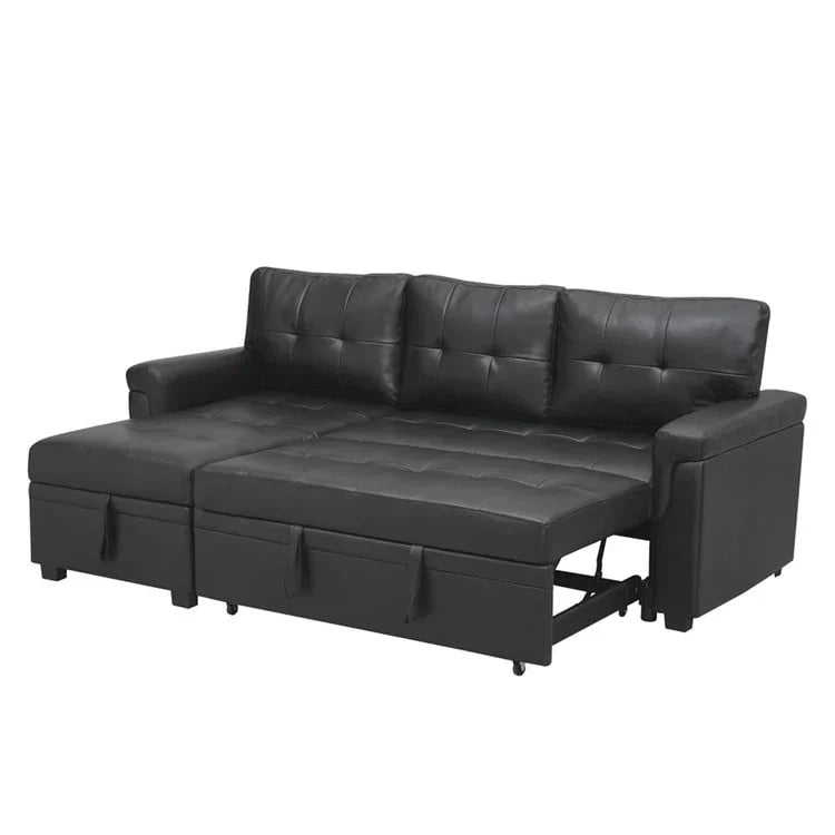 Convertible Reversible Sectional Sofa with Pull-Out Sleeper Bed, Hidden Storage Chaise, and Durable Legs