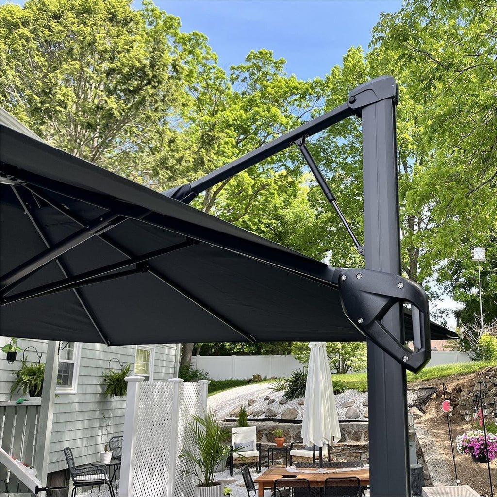 MAISON ARTS 12 FT Automatic Hydraulic Cantilever Umbrella Aluminum Pole 360 Degree Rotation