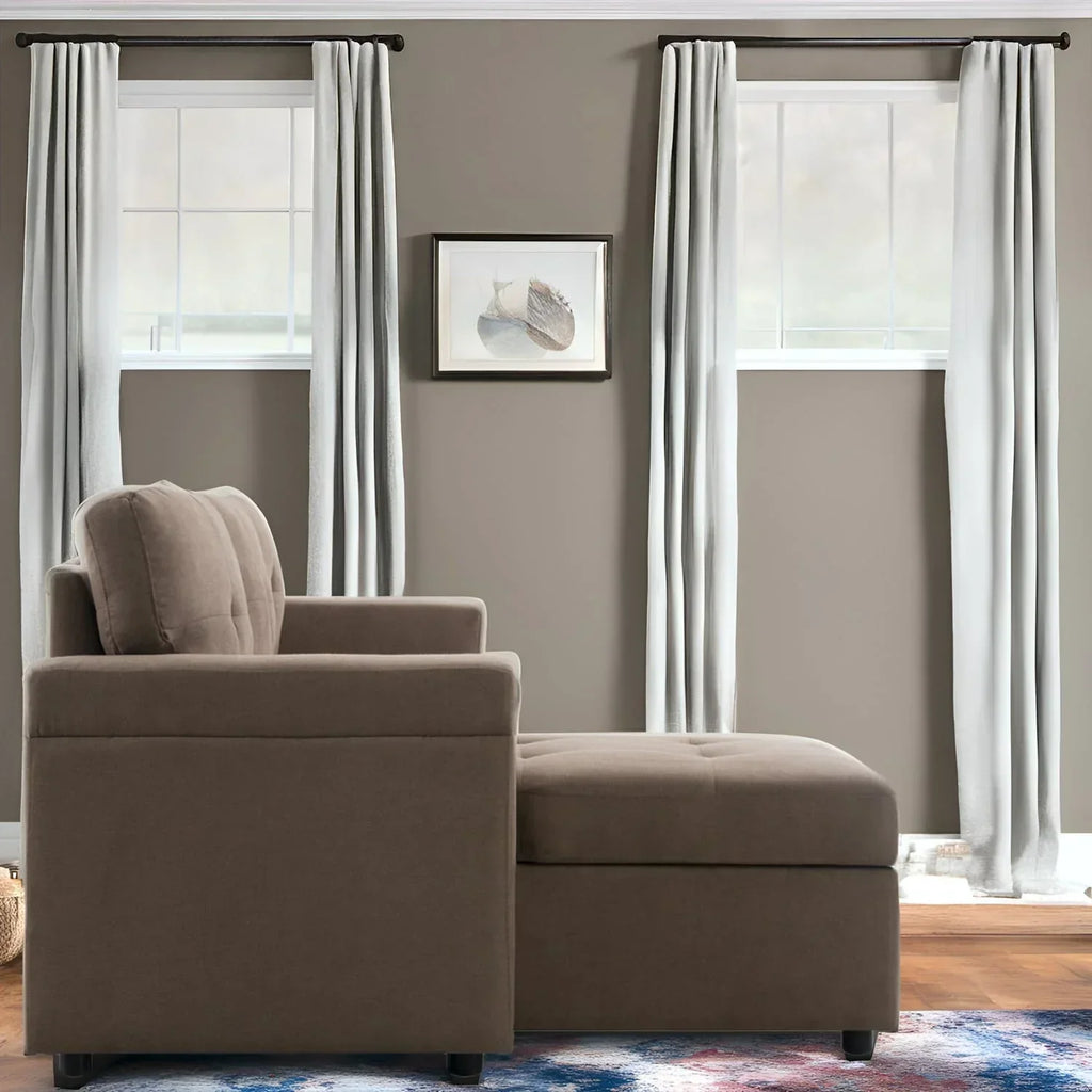 Convertible Reversible Sectional Sofa with Pull-Out Sleeper Bed, Hidden Storage Chaise, and Durable Legs