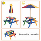 Costway 4 Seat Kids Picnic Table w/Umbrella Garden Yard Folding