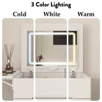 Famapy White Foldable Storage Vanity - Compact Makeup Table with Organization