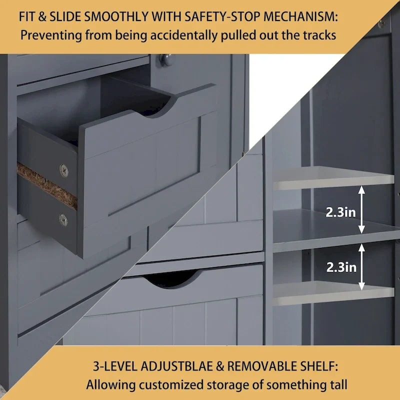 VEIKOUS Bathroom Floor Storage Cabinet with 4 Drawers