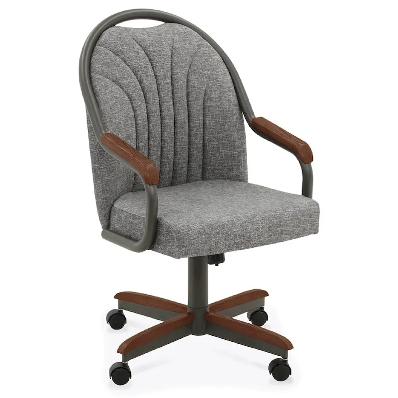 Chromcraft Douglas Caster Dining Chairs in Chestnut, Gray Finish (Set of 2)