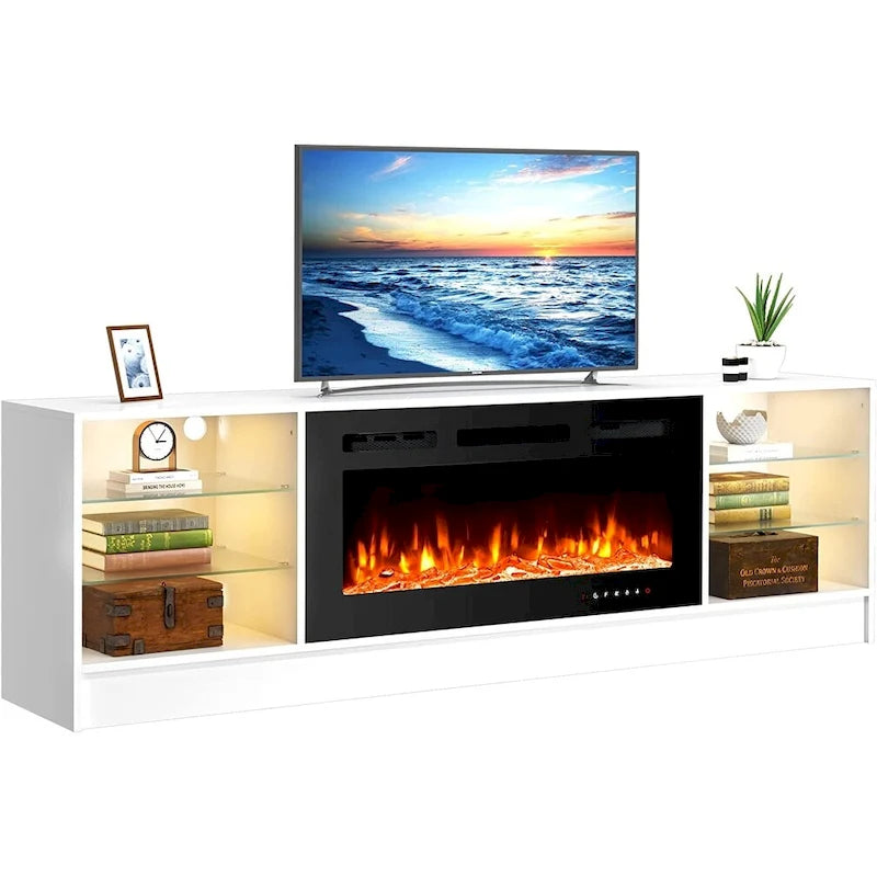 36 Electric Fireplace TV Stand, Entertainment Center & TV Console for TVs up to 80, Modern Fireplace Heater for Living Room