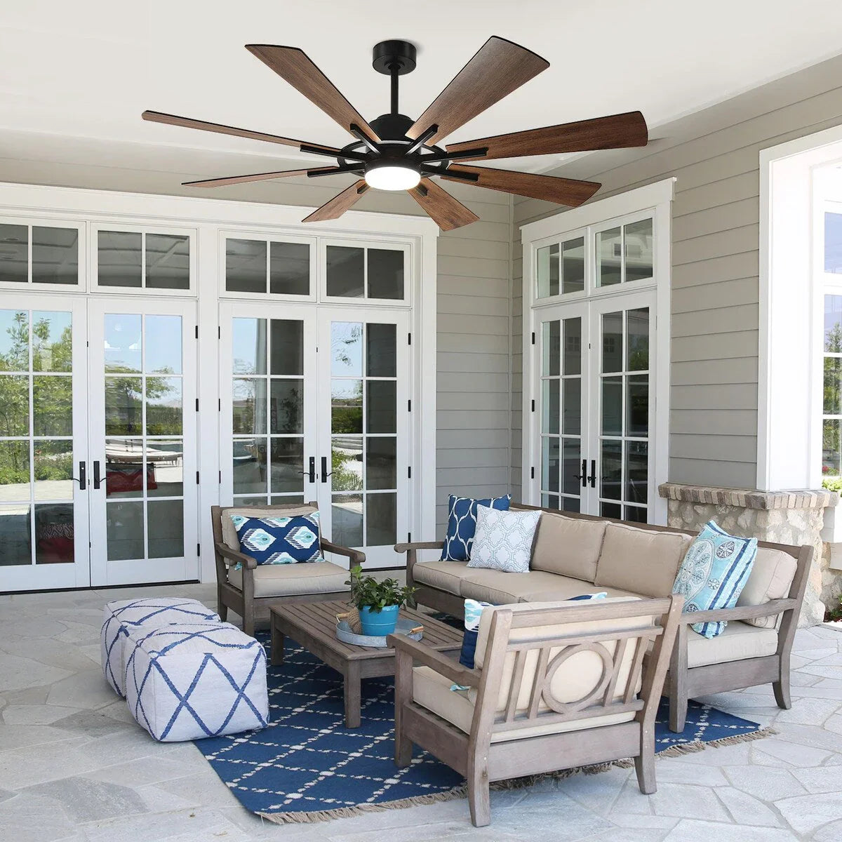 Remote Ceiling fan with Lights Large 8 Wooden Blades