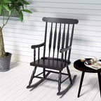 Costway Set of 2 Wood Rocking Chair Glossy Finish White\ Coffe