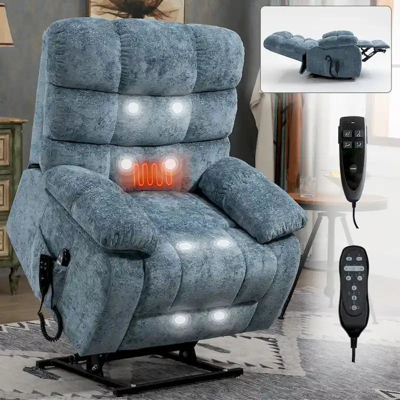 Dual Motor Power Lift Recliner Chair with Massage and Heat for Elderly People, Large Lazy Single Boy Recliners with Power-Remote