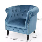 Contemporary Tufted Upholstered Club Chair with Nailhead Trim