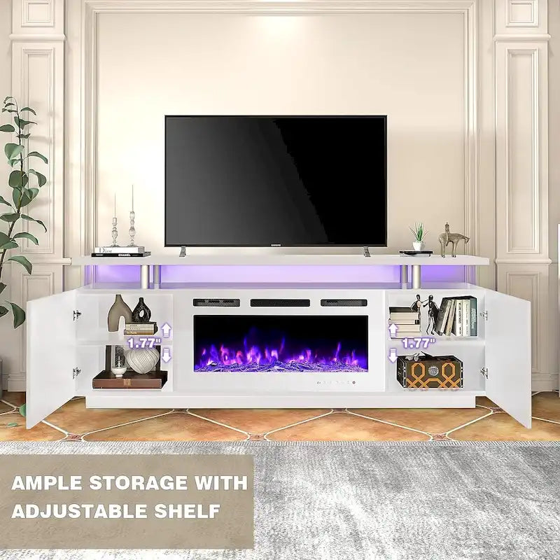 36 Electric Fireplace TV Stand, Entertainment Center & TV Console for TVs up to 80, Modern Fireplace Heater for Living Room