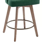 Bekrvio 26 Counter Height Swivel Bar Stools Set of 4 Backs and Wood Legs,Linen Fabric/PU Leather Upholstered Barstools for Kitchen Island