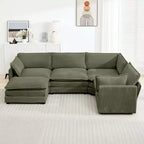 Modern 113.4D*79.13W Oversized Corduroy Modular 5-Seat Sectional Sofa Set with Ottoman U Shaped Sofa Couch with Corner Sofa,HYLEORY