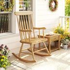 Costway Set of 2 Wood Rocking Chair Glossy Finish White\ Coffe