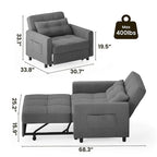 3-in-1 Adjustable Sleeper Sofa Bed, Pull Out Chair Sofa, Convertible Folding Bed for Living Room