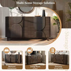 6-Drawer Modern Geometric Dresser, Half-Circle Accent Wide Storage Chest for Bedroom & Living Room