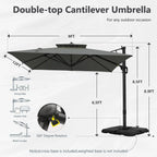 MAISON ARTS 12 FT Automatic Hydraulic Cantilever Umbrella Aluminum Pole 360 Degree Rotation