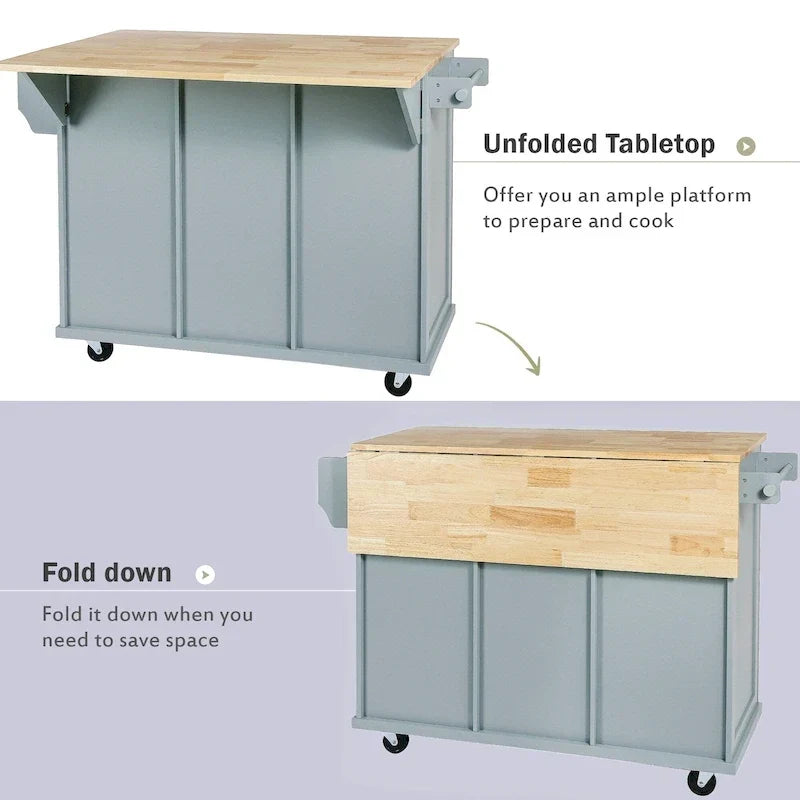 Portable Rolling Kitchen Island Cart with Storage