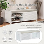 43.30 Solid Wood Storage Bench with Contemporary Distressed Blinds