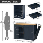 Moasis 53-inch Rolling Kitchen Island Storage Cabinet Portable Mobile Kitchen Cart
