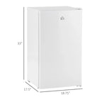 HOMCOM 3.2 Cu.Ft Mini Fridge with Freezer, Single Door Compact Refrigerator with Adjustable Thermostat for Bedroom