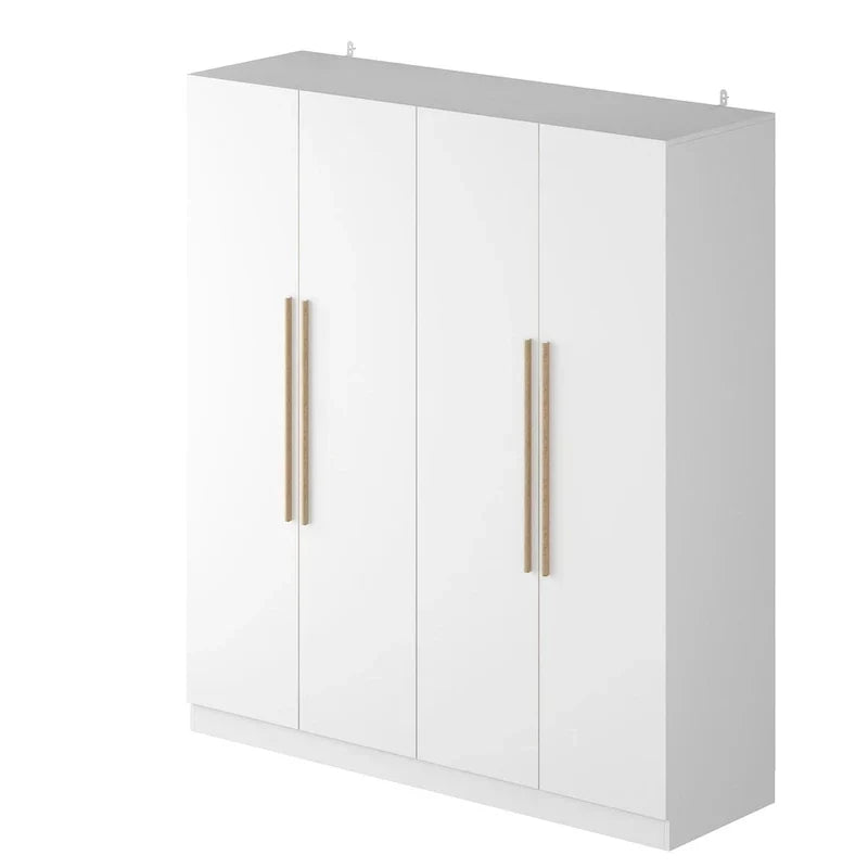 Modern Freestanding Solid Wood Wardrobe Closet With Storage Shelves