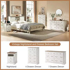 AMERLIFE Drawer Dresser, Farmhouse Chest of Drawers with Vintage Metal Handle