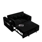 54 Pull-Out Sleeper Sofa Bed, 2 Seat Recliner Sofa Bed with Storage, Lumbar Pillow, USB Power Outlet