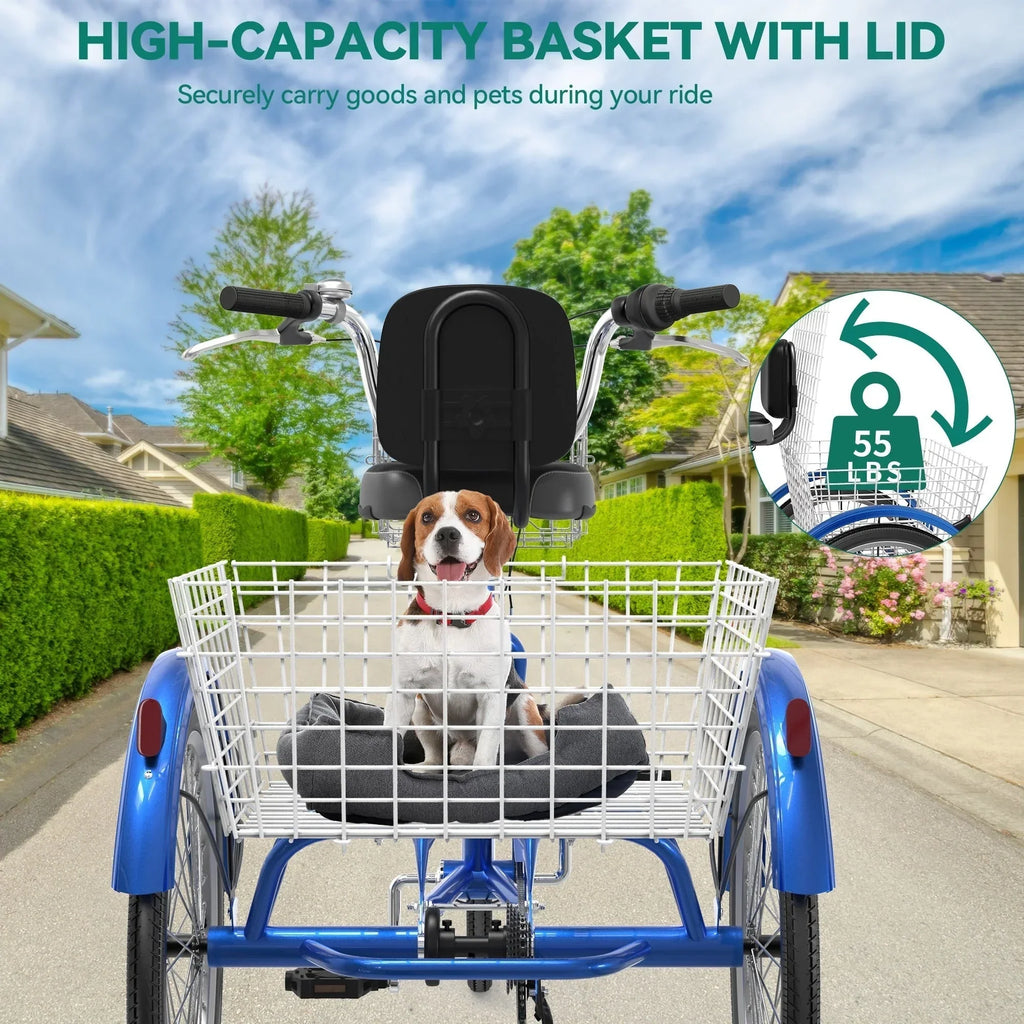 26 Adult Tricycle 3 Wheel Bikes 7 Speed Trike Bike