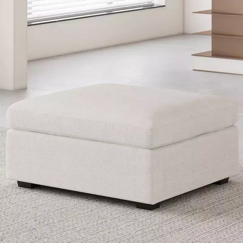 Belffin Chenille Ottoman Module - Modular Storage Footrest with Skin-Friendly Fabric & Quick-Install Design