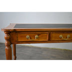 Dark Brown / Light Brown Victorian-Style Solid Mahogany Desk with Black Leather Top and 3 Drawers �C Single Unit