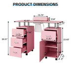 Manicure Table Nail Desk Station with Dust Collector, Locking Castors, Wrist Cushion & Storage for Home, Nail Tech & Beauty Salon
