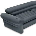 Intex Corner Sofa L-Shaped Inflatable Lounge Couch w/ Cupholders, Gray (2 Pack) - 26